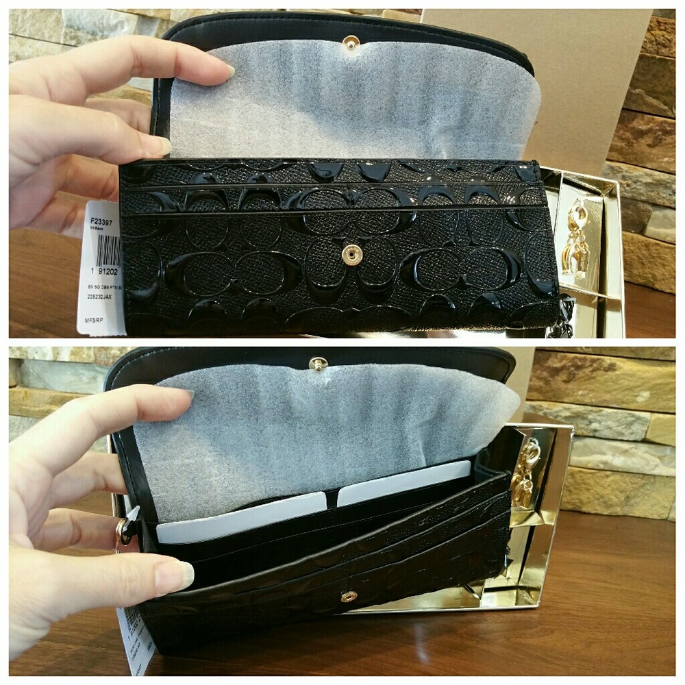 NEW Signature Embossed Patent Leather Soft Wallet - Picture 4 of 5